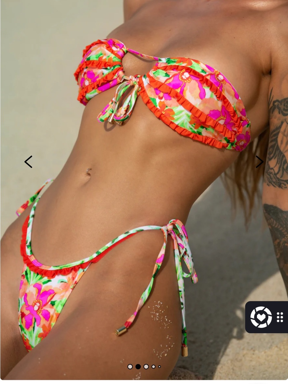 Hello Molly Floral Tie Bikini in Pink, Orange, Green